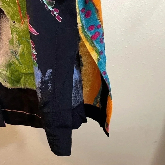 Vtg Coldwater Creek Button Shirt Black Multi Wildlife Art to Wear Sz PL Petite - Picture 5 of 7